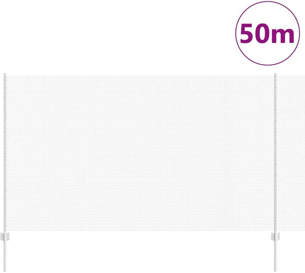 Suvirintas vielos tvora su stulpeliais 50 x 1,4 m Sidabrinė
