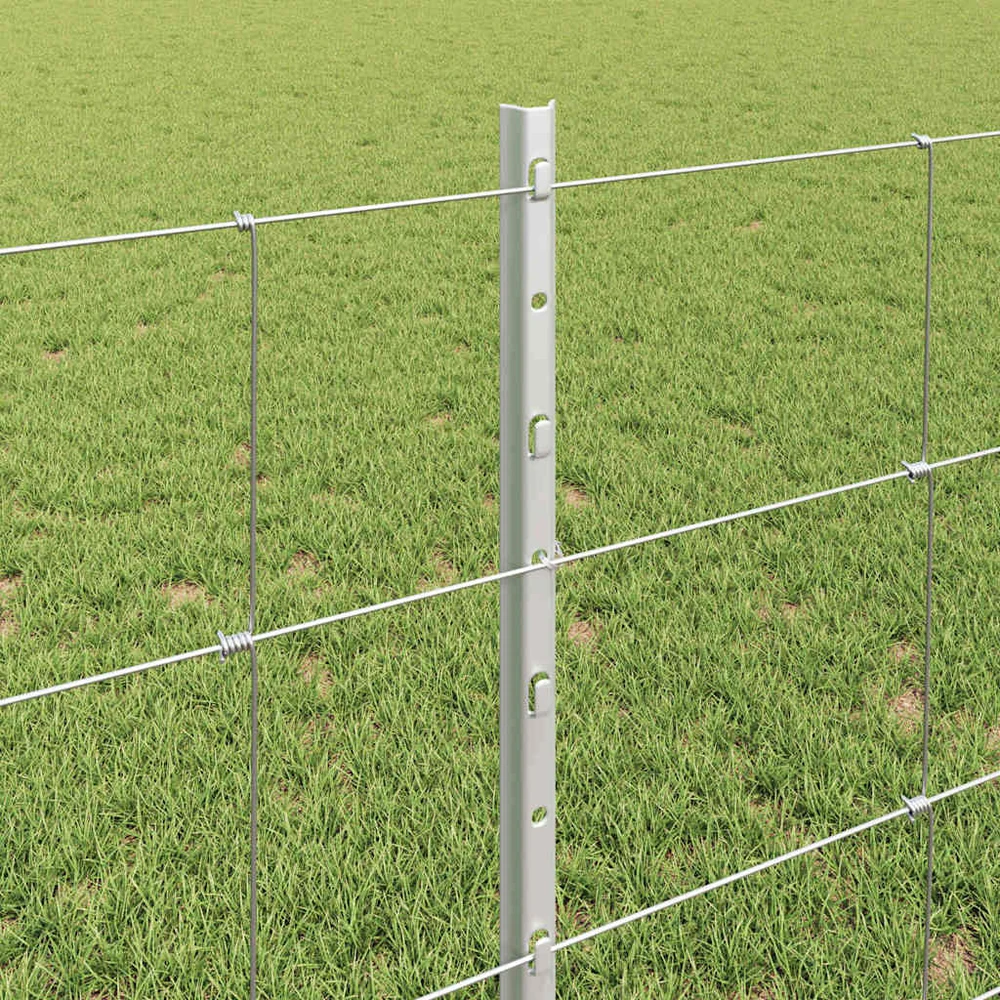Lauko laukinė tvora su stulpais 25 x 0,8 m Sidabrinė Tinklelis