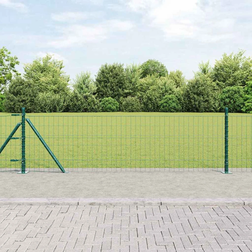 Eurų tvora su betono baze 25 x 0,4 m PVC dengtas plienas Žalia