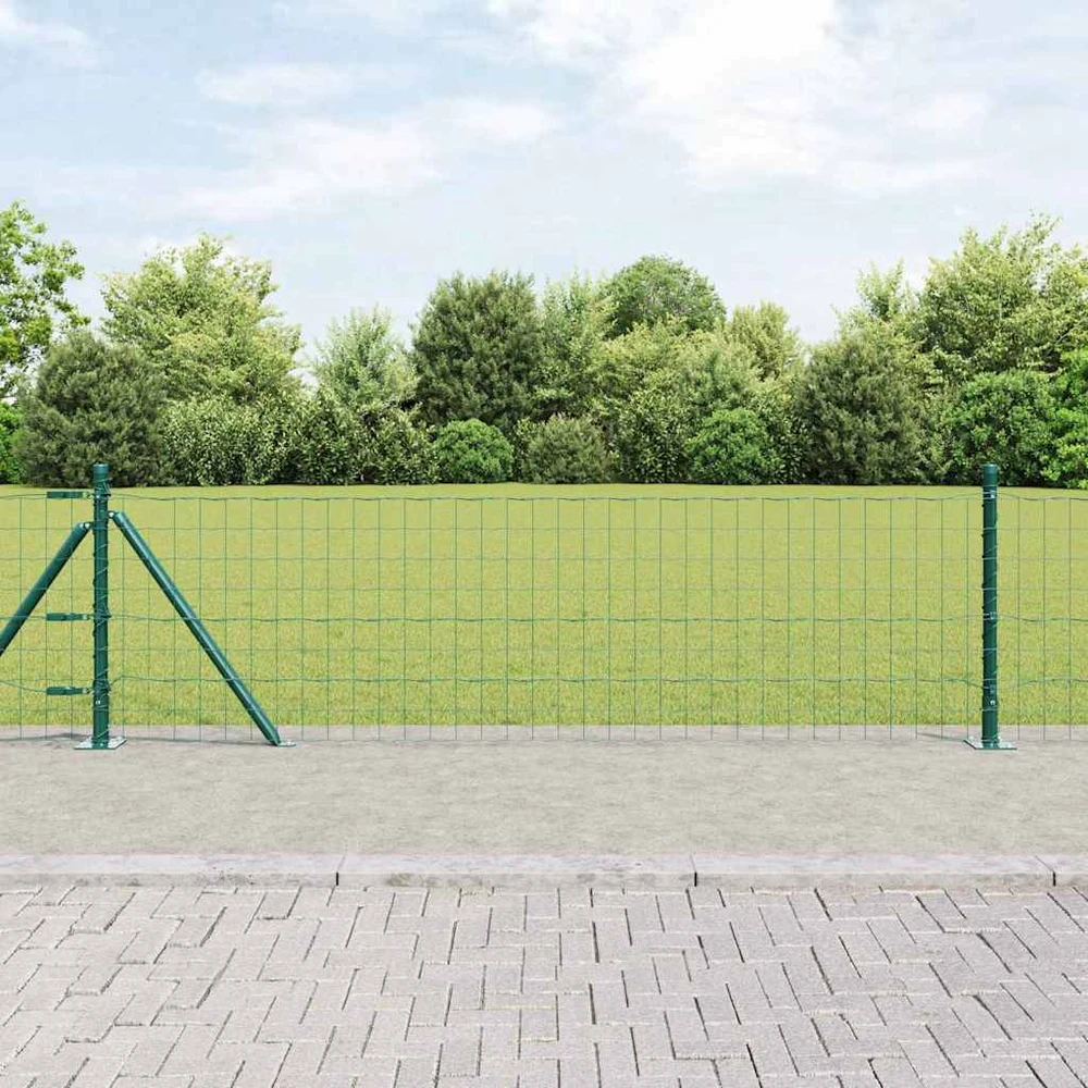Eurų tvora su betono baze 10 x 0,6 m PVC dengtas plienas Žalia