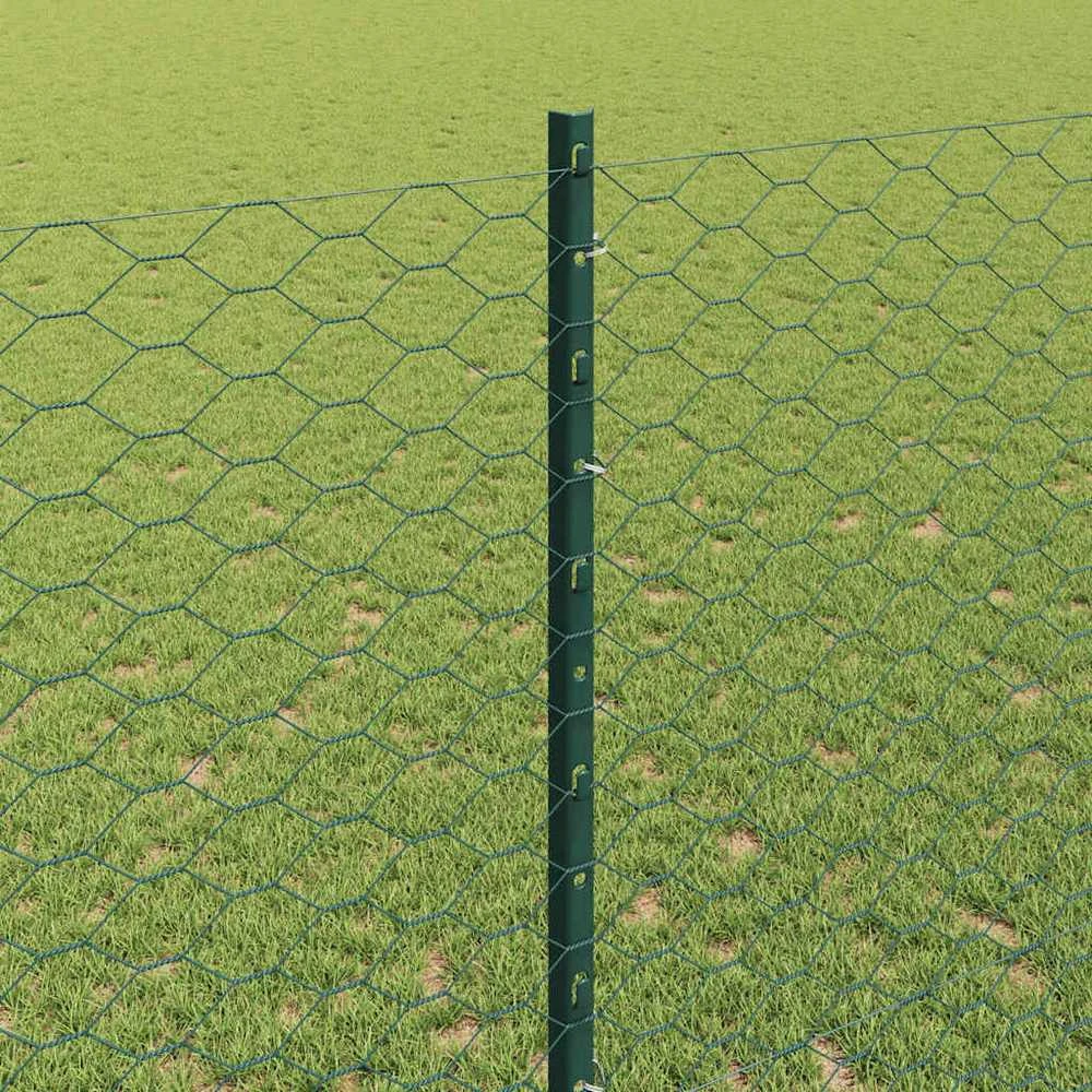 Hexagonal Fence with Post 100 x 1,4 m PVC dengtas plienas Žalia