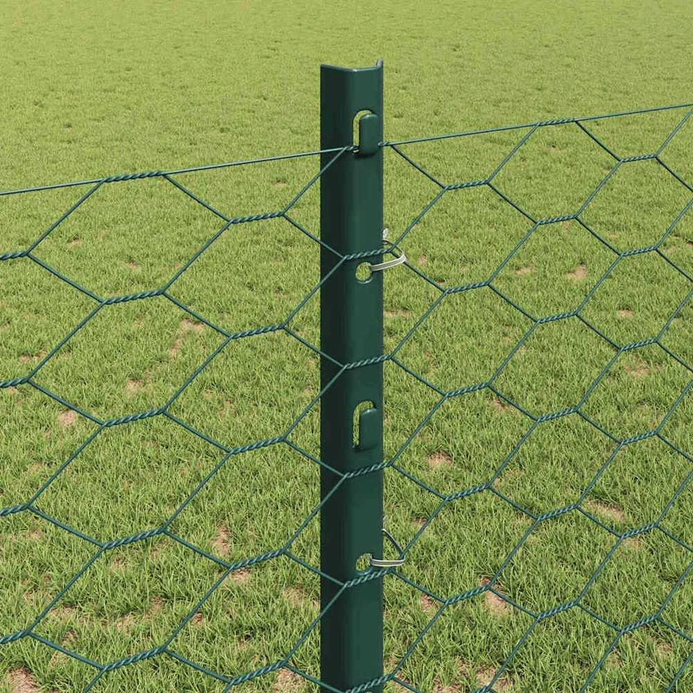 Hexagonal Fence with Post 100 x 1,2 m PVC dengtas plienas Žalia