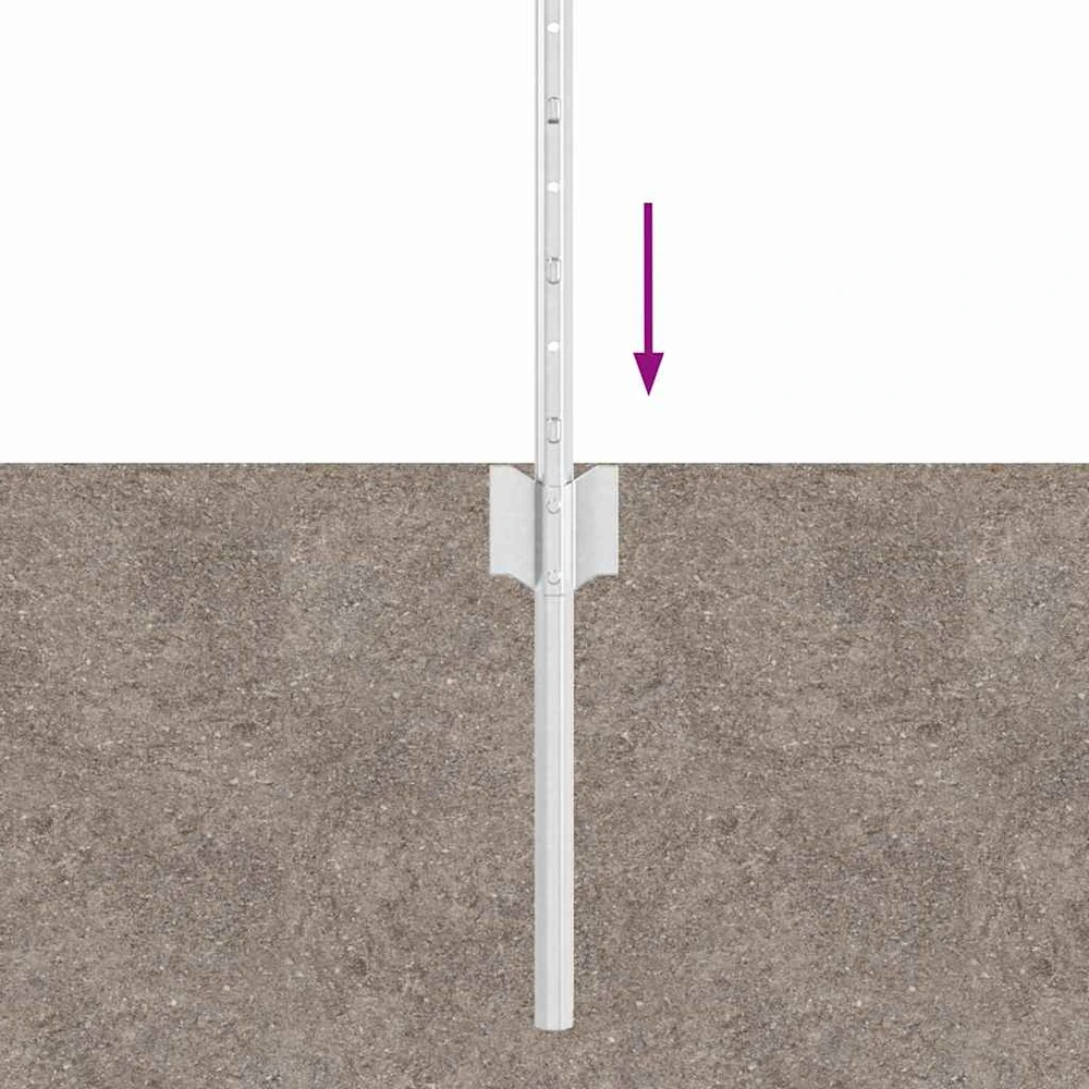 Įmontuotas tvoros stulpas 44 vnt. Sidabrinė 80 cm