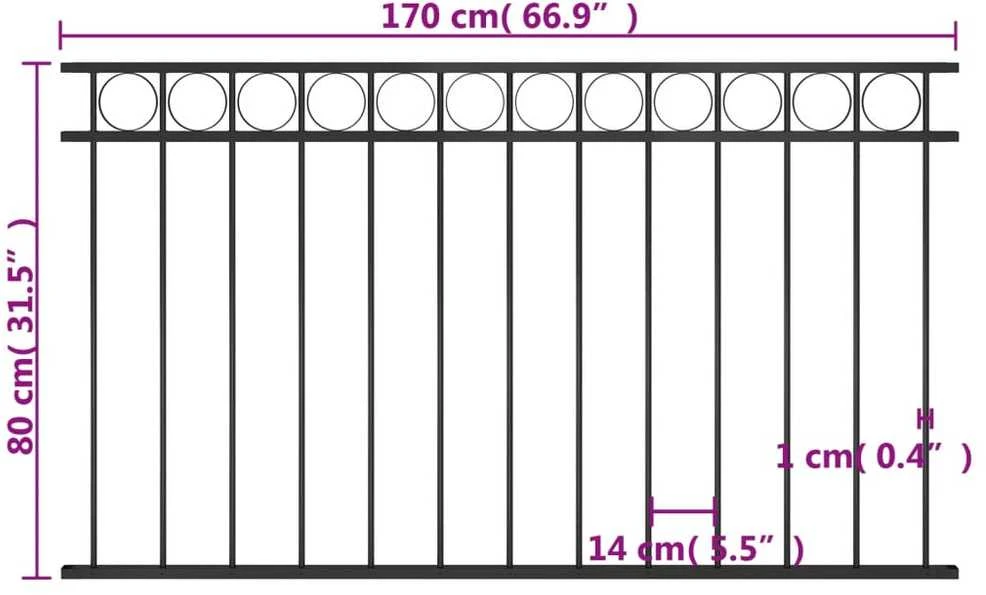 Tvoros segmentas, juodos spalvos, 1,7x0,8m, plienas