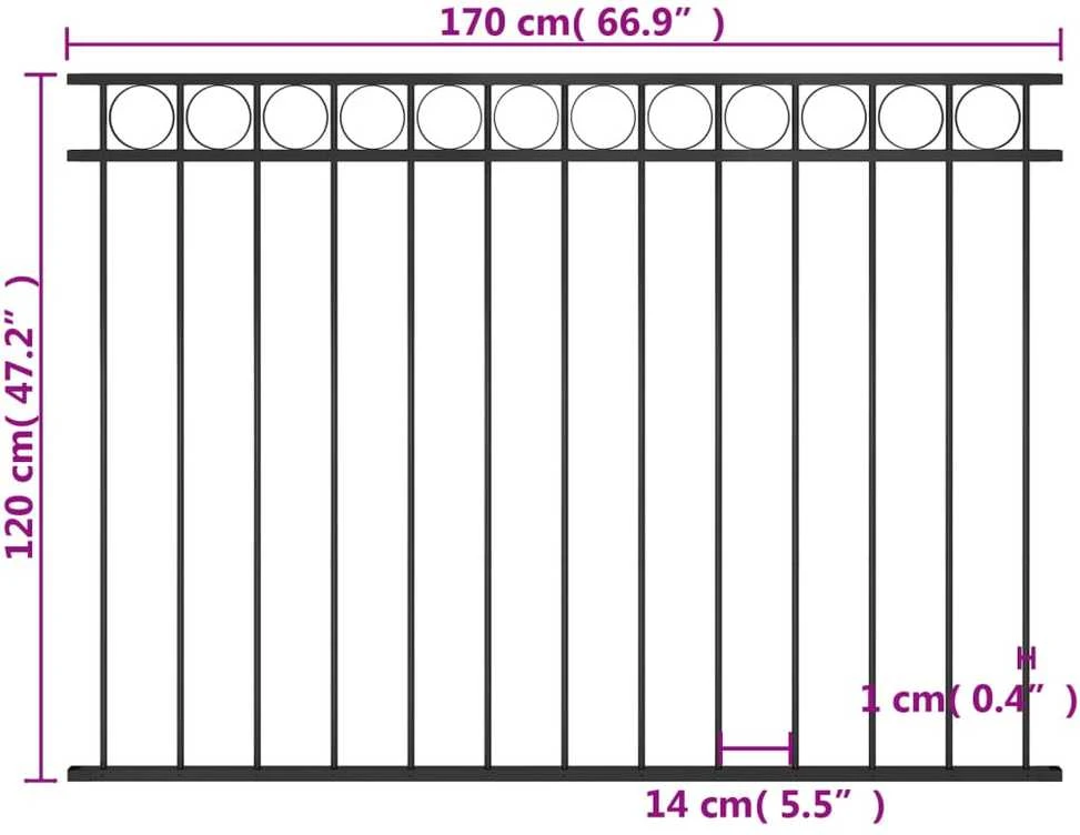 Tvoros segmentas, juodos spalvos, 1,7x1,2m, plienas