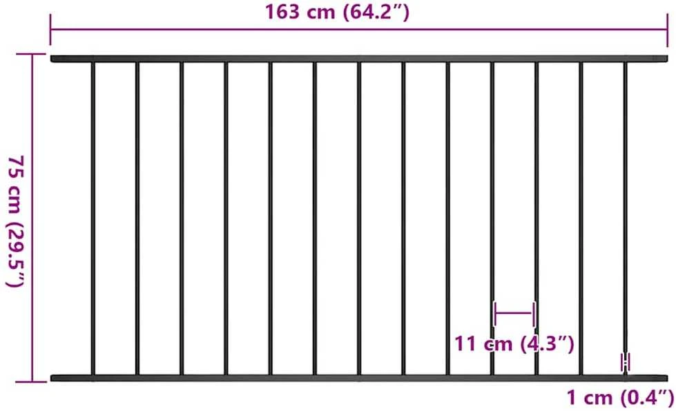 Tvoros plokštė, juodos spalvos, 1,7x0,75m, plienas