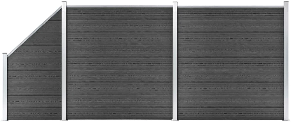 Tvoros segmentų rinkinys, juodos spalvos, 446x(105-186)cm, WPC