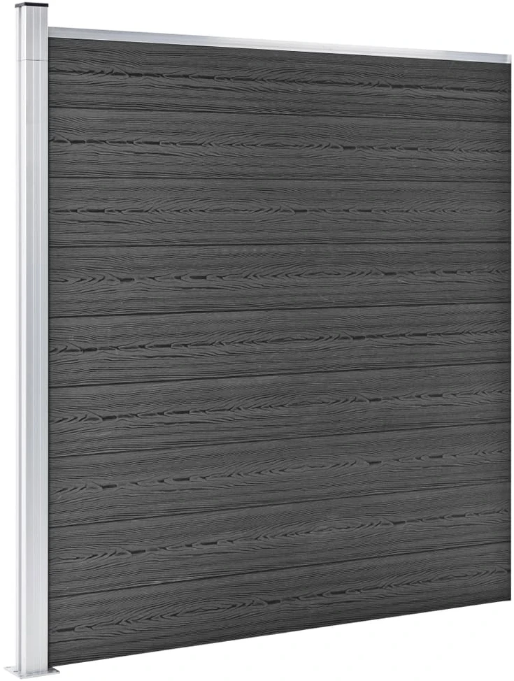 Tvoros segmentų rinkinys, juodos spalvos, 619x(105-186)cm, WPC