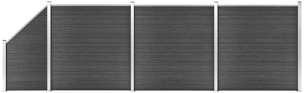 Tvoros segmentų rinkinys, juodos spalvos, 619x(105-186)cm, WPC