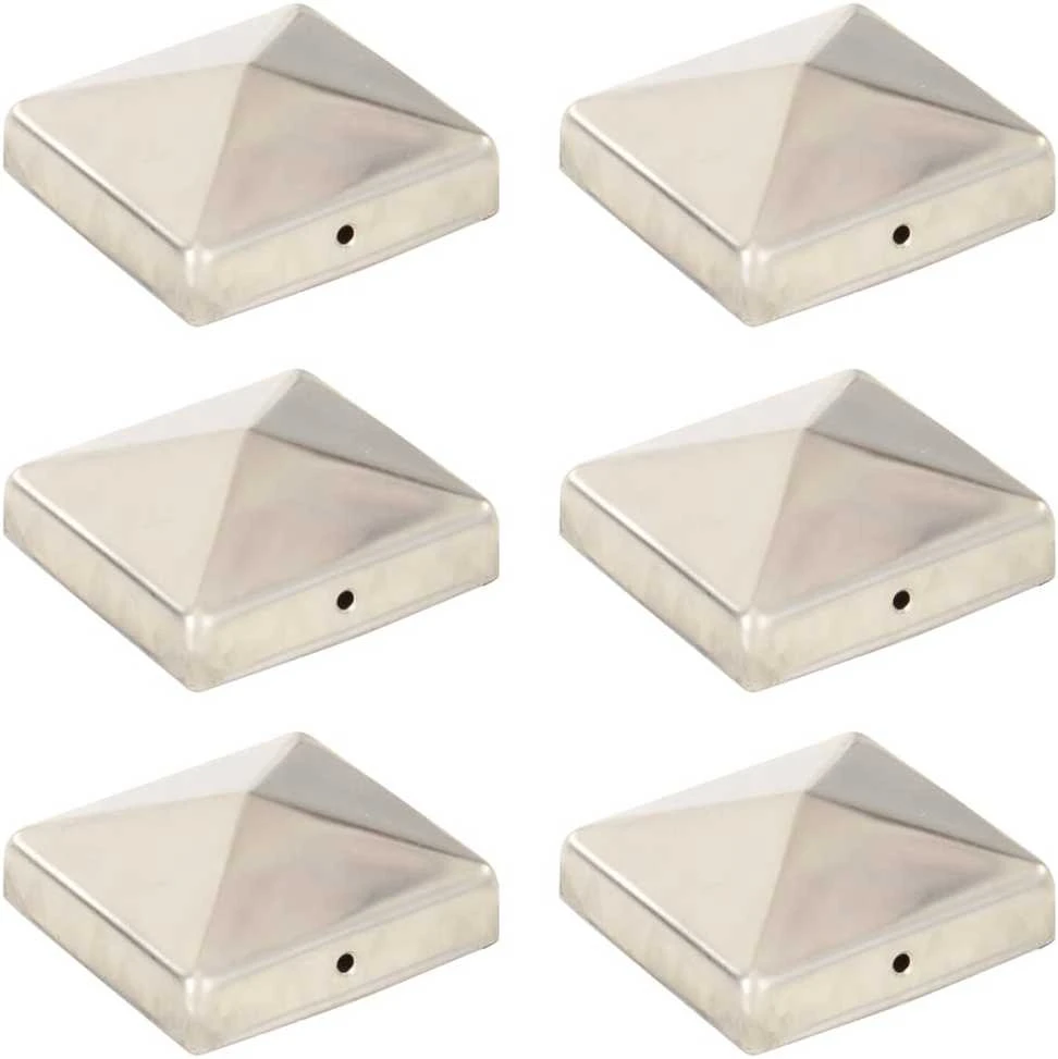 Tvoros stulpų dangteliai, 6vnt., 81x81mm, nerūdijantis plienas