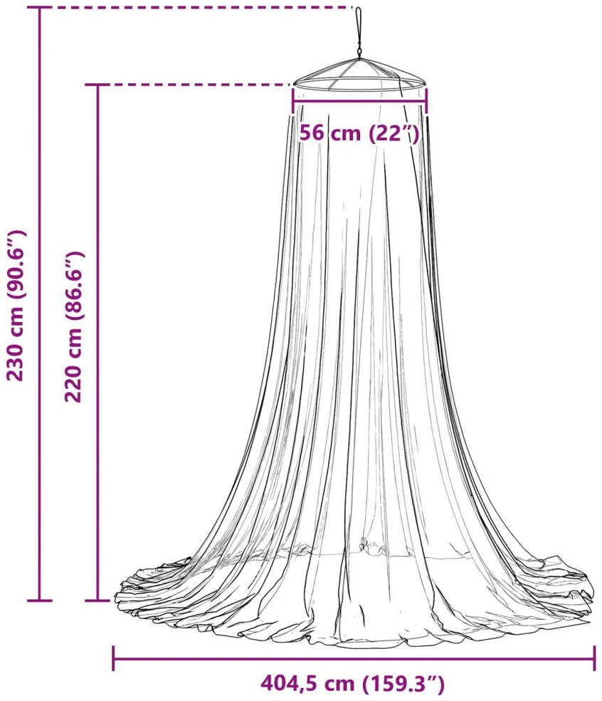 Uodų tinklas lovai 3 vnt. 156 mesh Balta ⌀56 x 220 cm