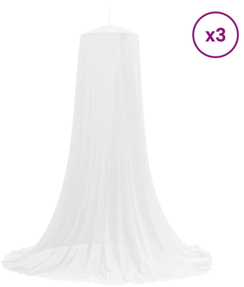 Uodų tinklas lovai 3 vnt. 156 mesh Balta ⌀56 x 220 cm
