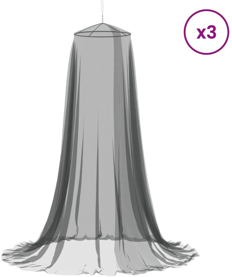 Uodų tinklas lovai 3 vnt. 156 mesh Juoda ⌀56 x 220 cm