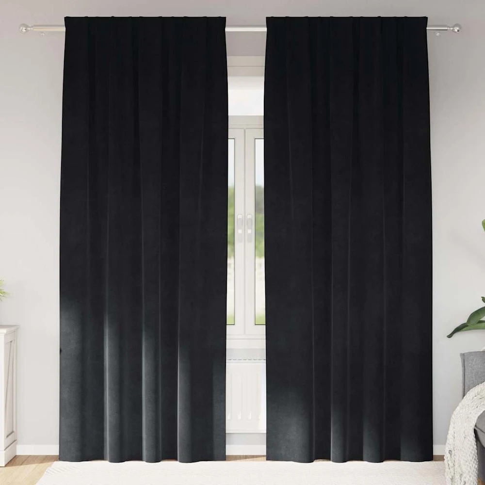 Užuolaidos 2 vnt. Juoda 140 x 260 cm Aksomas