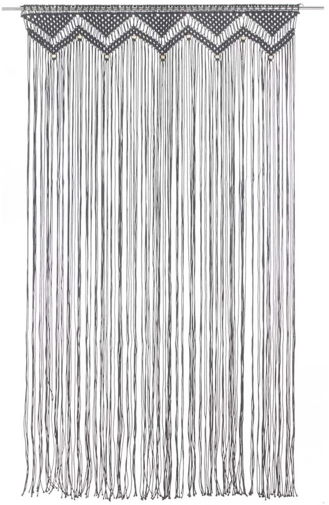 Užuolaida, antracito, 140x240cm, medvilnė, makrame stilius