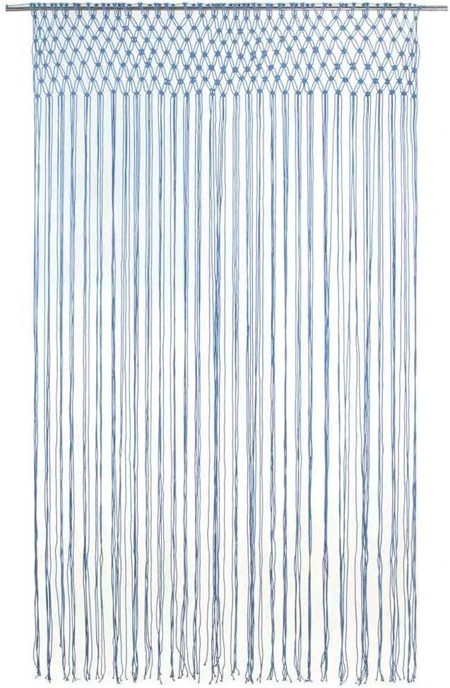 Užuolaida, mėlyna, 140x240cm, medvilnė, makrame stilius