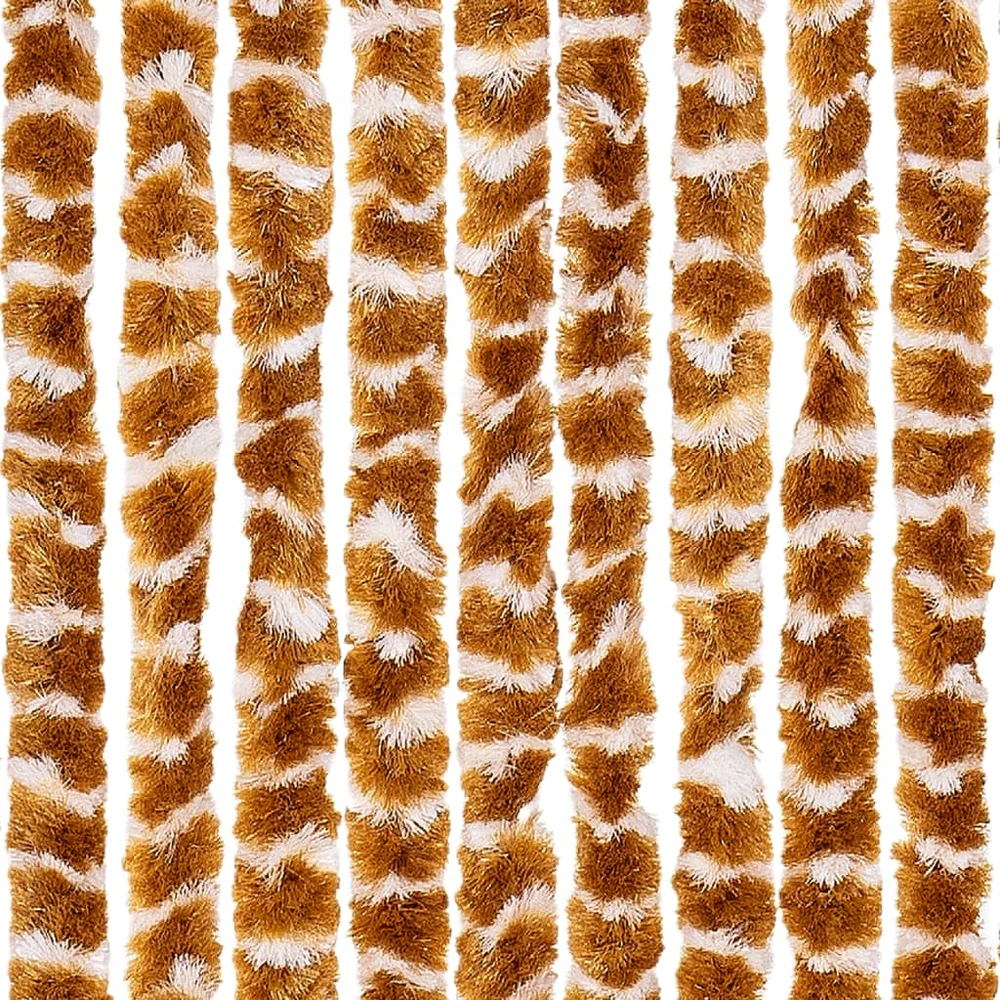 Užuolaida nuo musių, geltonai ruda ir balta, 100x200cm, šenilis