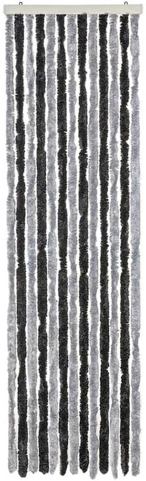 Užuolaida nuo musių, pilka ir juoda, 56x185cm, šenilis