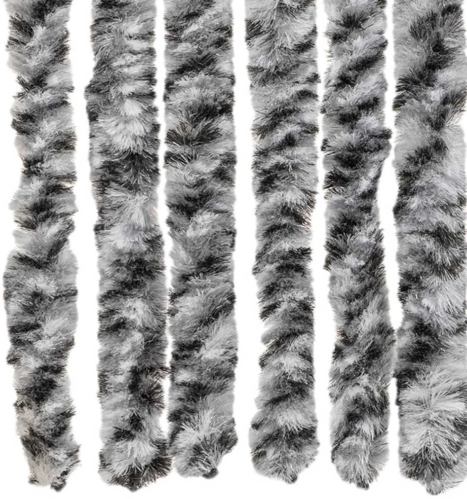 Užuolaida nuo musių, pilka/juoda/balta, 100x220cm, šenilis