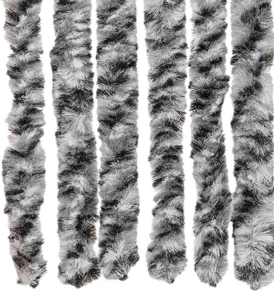 Užuolaida nuo musių, pilka/juoda/balta, 56x200cm, šenilis
