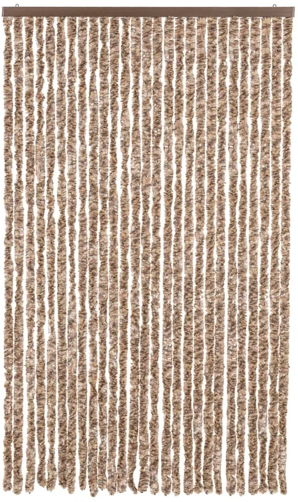Užuolaida nuo musių, smėlio ir tamsiai ruda, 118x220cm, šenilis