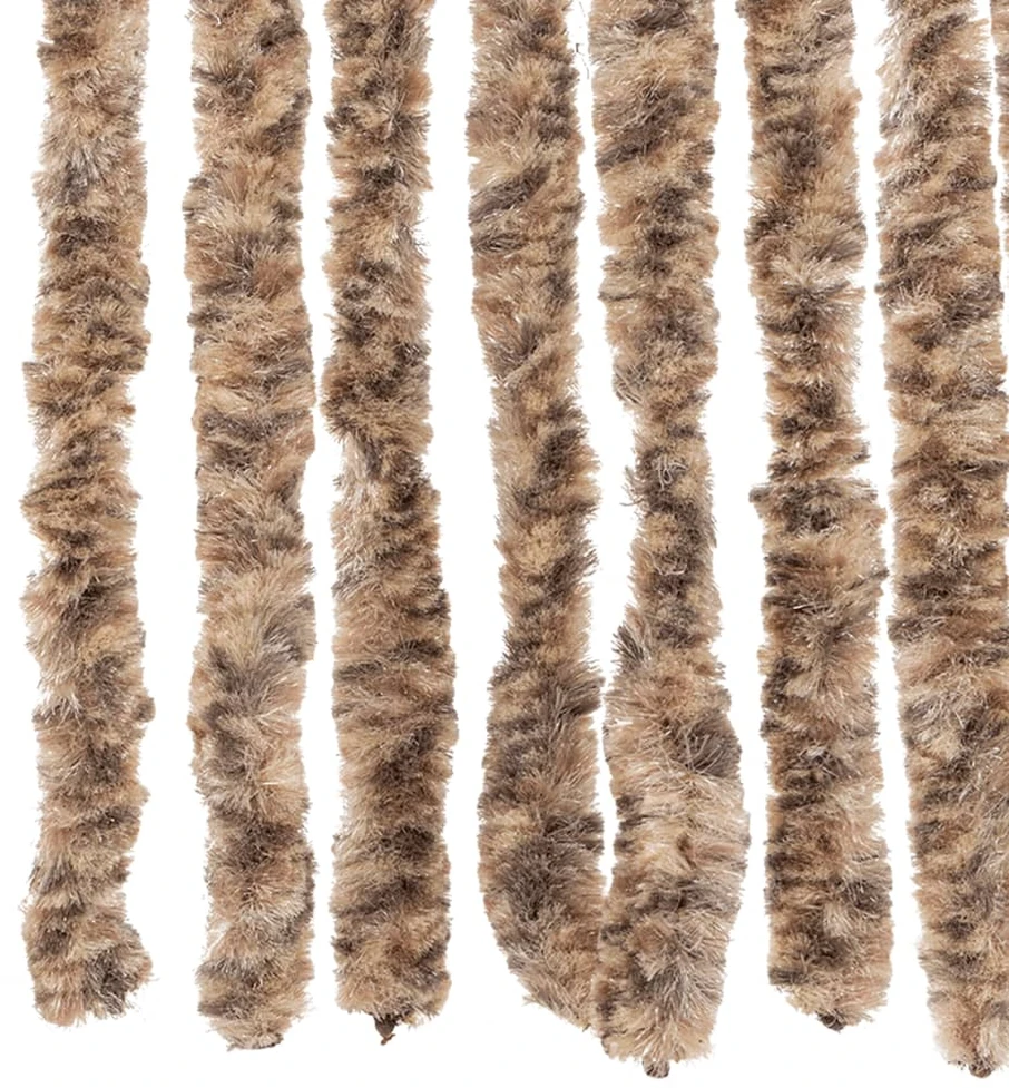 Užuolaida nuo musių, smėlio ir tamsiai ruda, 118x220cm, šenilis
