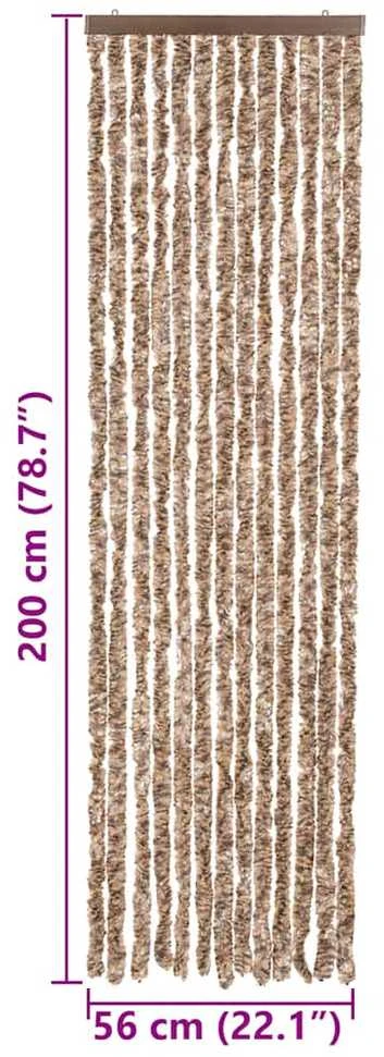 Užuolaida nuo musių, smėlio ir tamsiai ruda, 56x200cm, šenilis