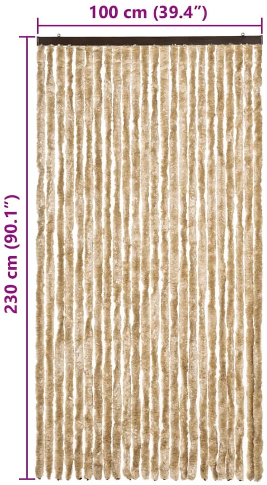 Užuolaida nuo musių, smėlio spalvos, 100x230cm, šenilis