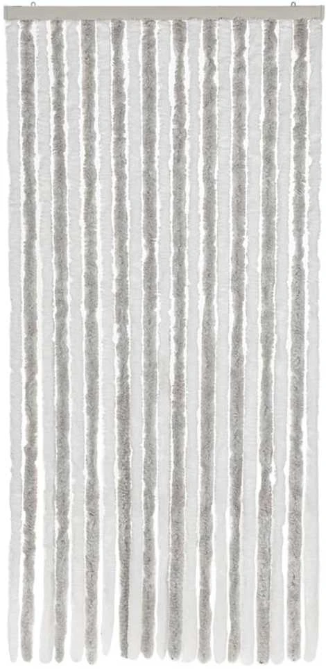 Užuolaida nuo musių, šviesiai pilka ir balta, 90x200cm, šenilis