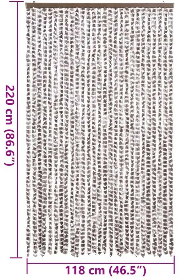 Užuolaida nuo musių, taupe ir balta, 118x220cm, šenilis