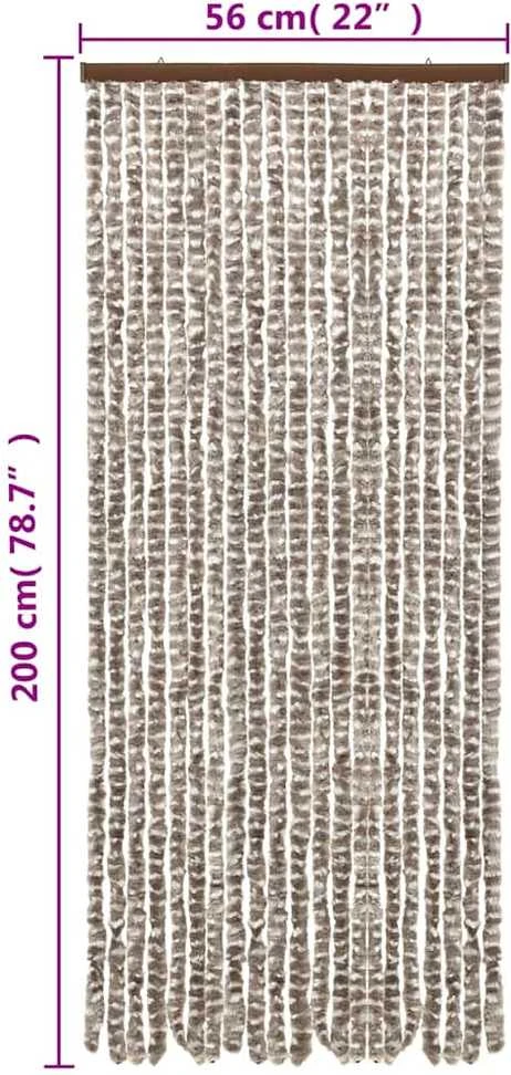 Užuolaida nuo musių, taupe ir balta, 56x200cm, šenilis