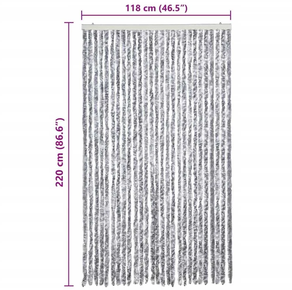 Užuolaida nuo vabzdžių, balta ir pilka, 118x220cm, šenilis