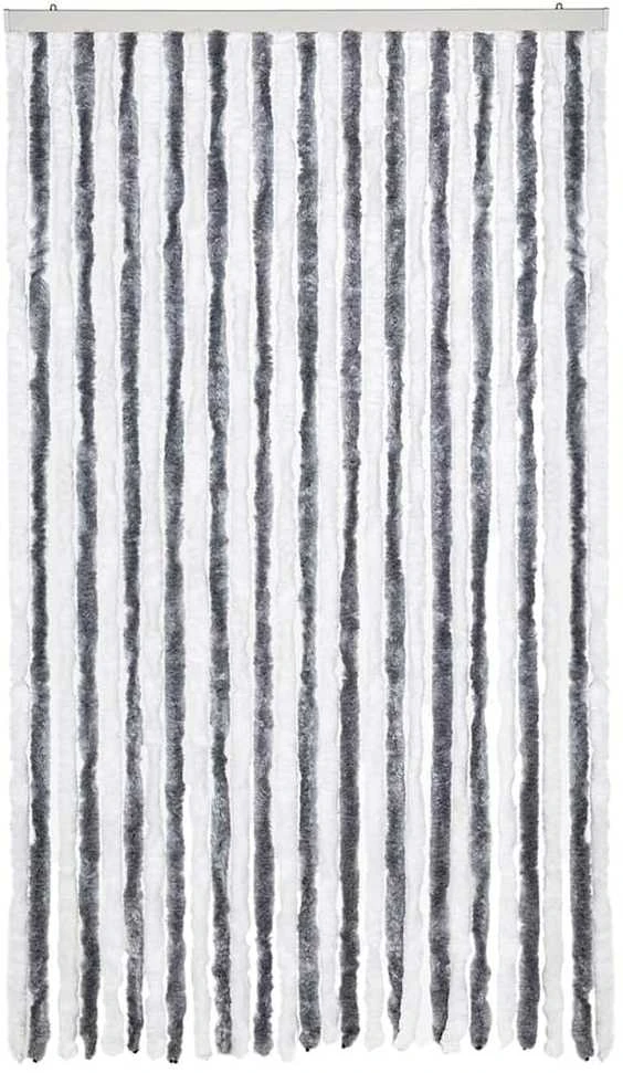 Užuolaida nuo vabzdžių, pilka ir balta, 118x220cm, šenilis