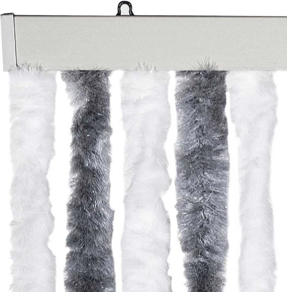 Užuolaida nuo vabzdžių, pilka ir balta, 90x200cm, šenilis