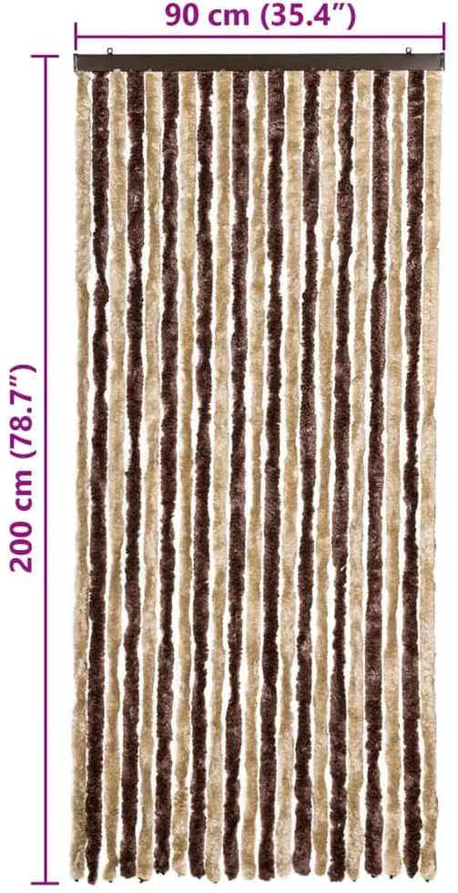 Užuolaida nuo vabzdžių, smėlio ir ruda, 90x200cm šenilis