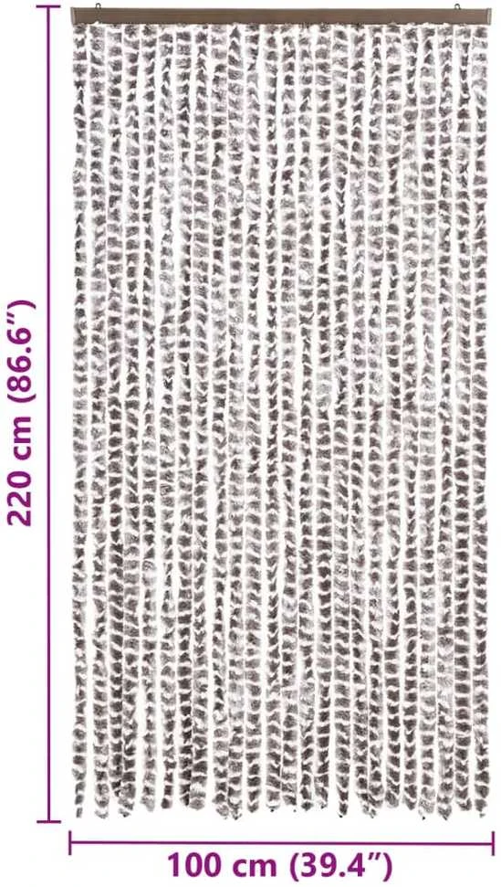 Užuolaida nuo vabzdžių, taupe ir balta, 100x220cm, šenilis