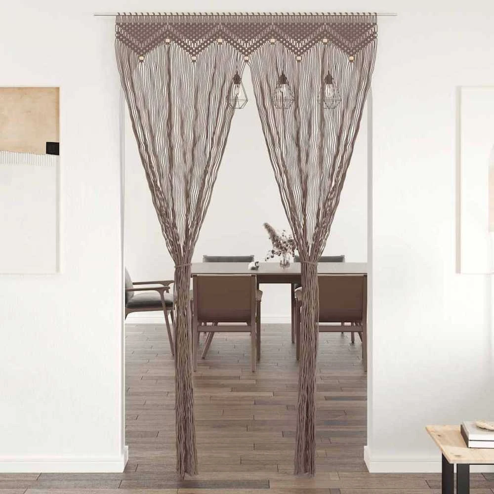Užuolaida, taupe spalvos, 140x240cm, medvilnė, makrame stilius
