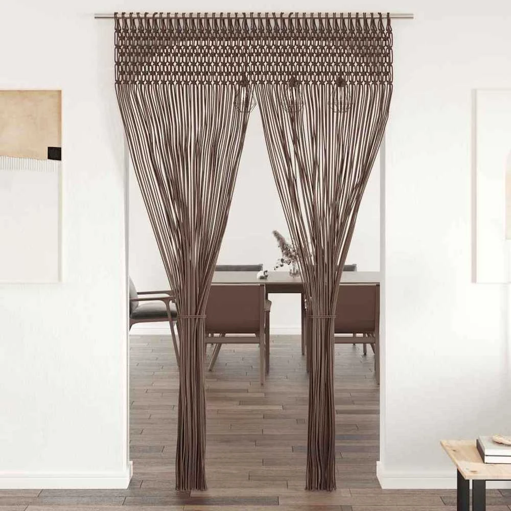Užuolaida, taupe spalvos, 140x240cm, medvilnė, makrame stilius