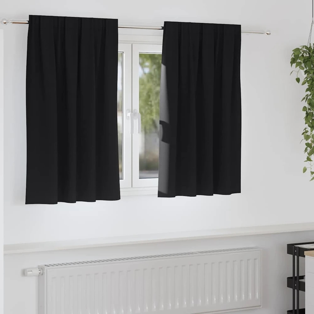 Užuolaidos su žiedais, blokuojančios šviesą 2 pcs Juoda