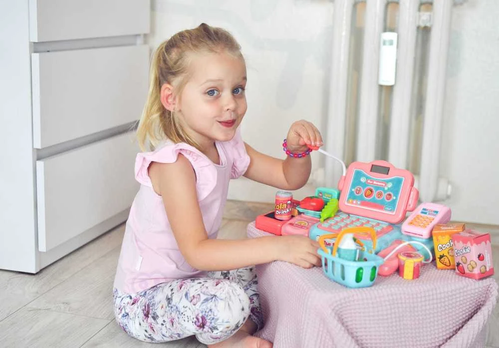 Vaikiška kasos aparatas su skeneriu 24 priedai WOOPIE