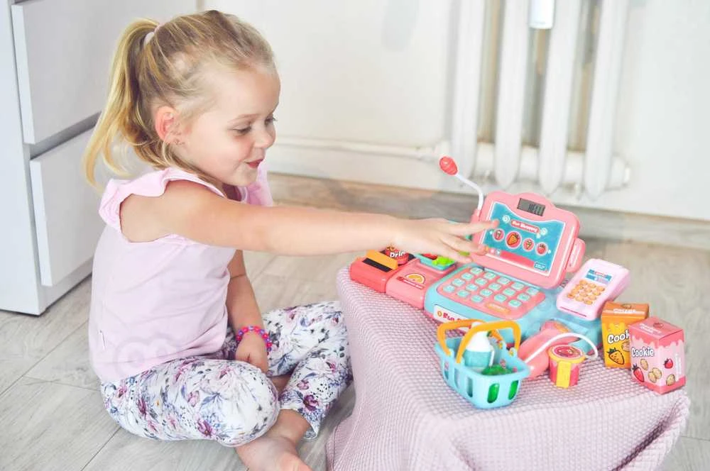 Vaikiška kasos aparatas su skeneriu 24 priedai WOOPIE