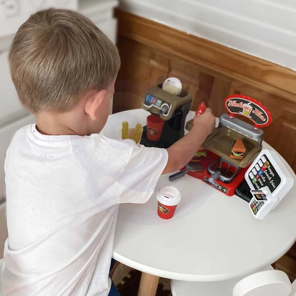 Woopie Žaislinė Mini greito maisto parduotuvė - restoranas su kasos ir kavos aparatais