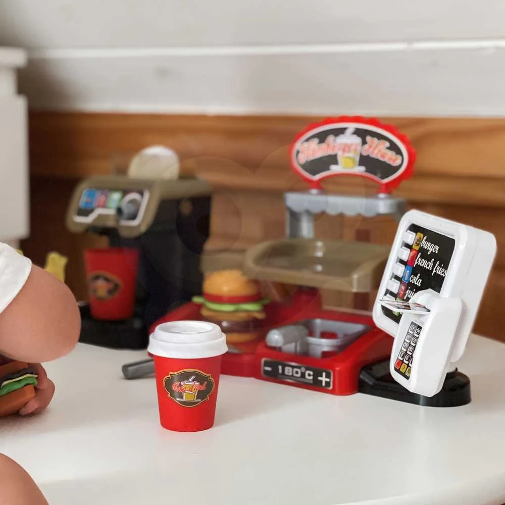 Woopie Žaislinė Mini greito maisto parduotuvė - restoranas su kasos ir kavos aparatais