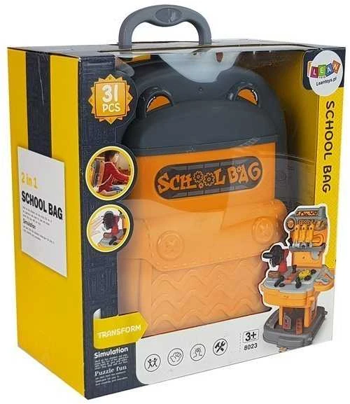 Lean Toys Įrankių rinkinys kuprinėje – dirbtuvės mažajam meistrui