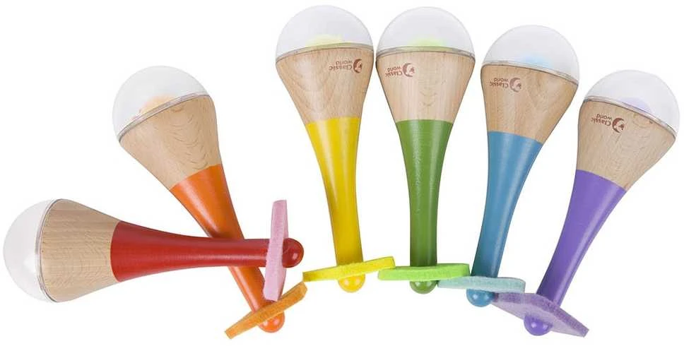 Multistore CLASSIC WORLD CW40527 Rattle 2in1 medinis vaivorykštės instrumentas Maracas 1 vnt.
