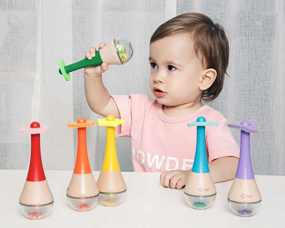Multistore CLASSIC WORLD CW40527 Rattle 2in1 medinis vaivorykštės instrumentas Maracas 1 vnt.
