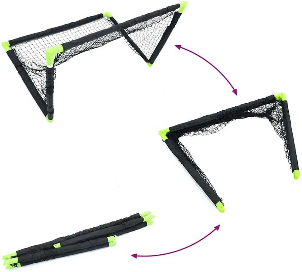 Vaikiški futbolo vartai, juodi, 90x64x64cm, sulankstomi