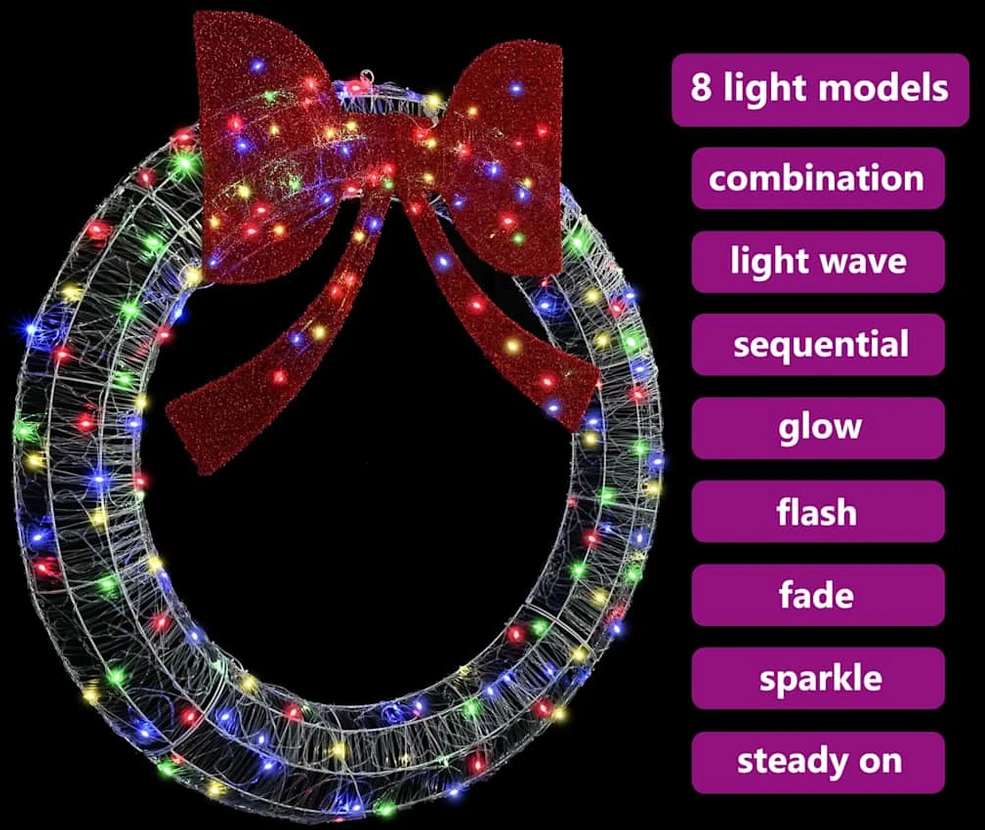 Vainikas 150 LED Įvairiaspalvis 120 cm Akrilas