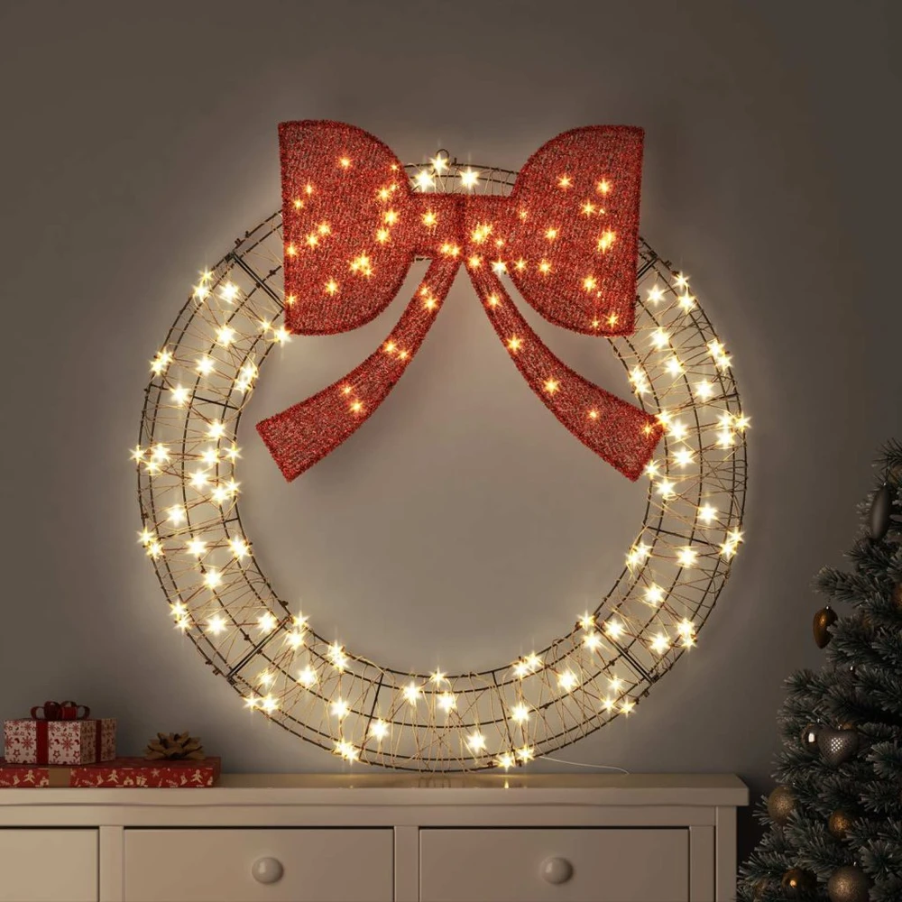 Vainikas Šilta balta 120 x 120 x 10 cm Ratanas 150 LED