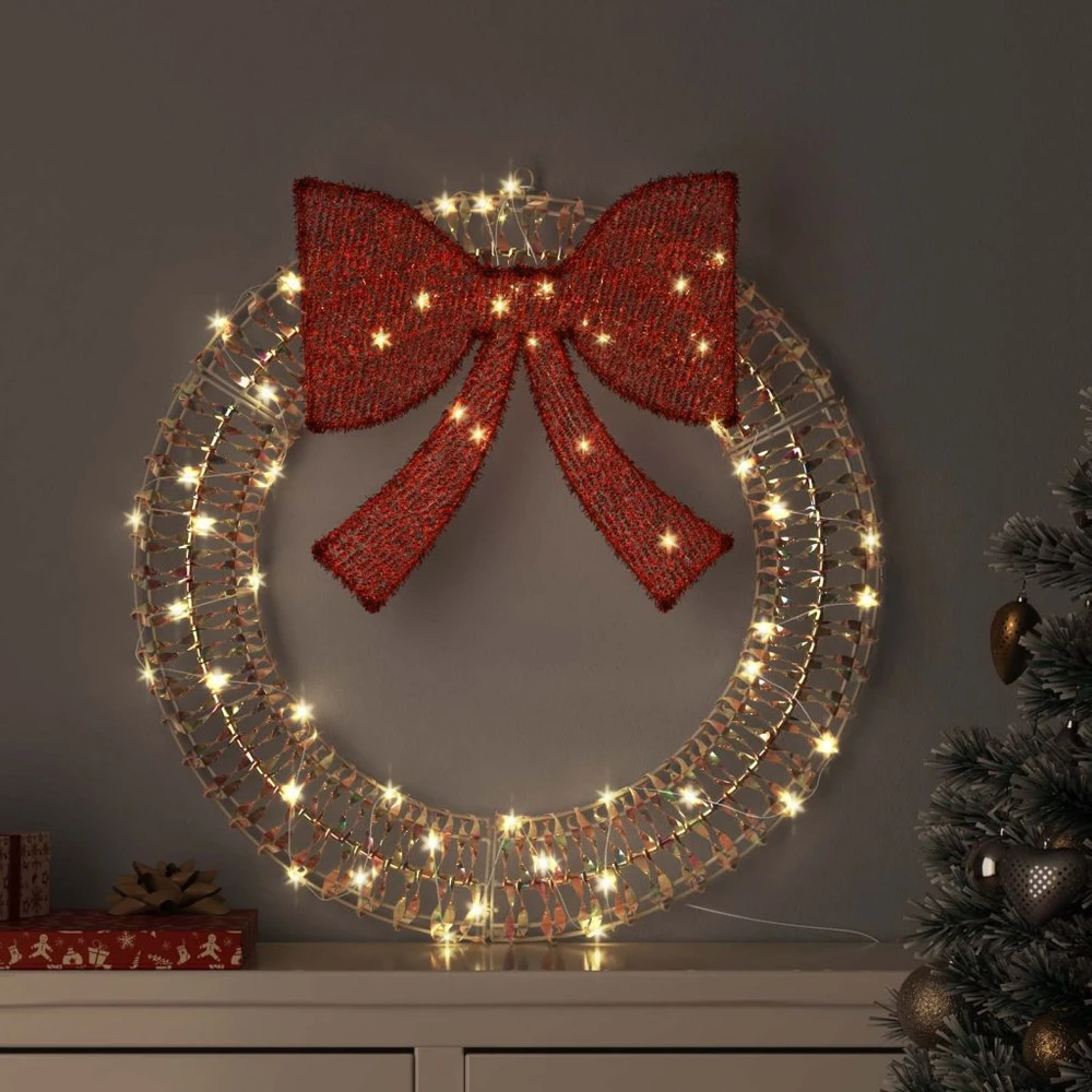 Vainikas Šilta balta 75 x 75 x 8 cm PET 60 LED